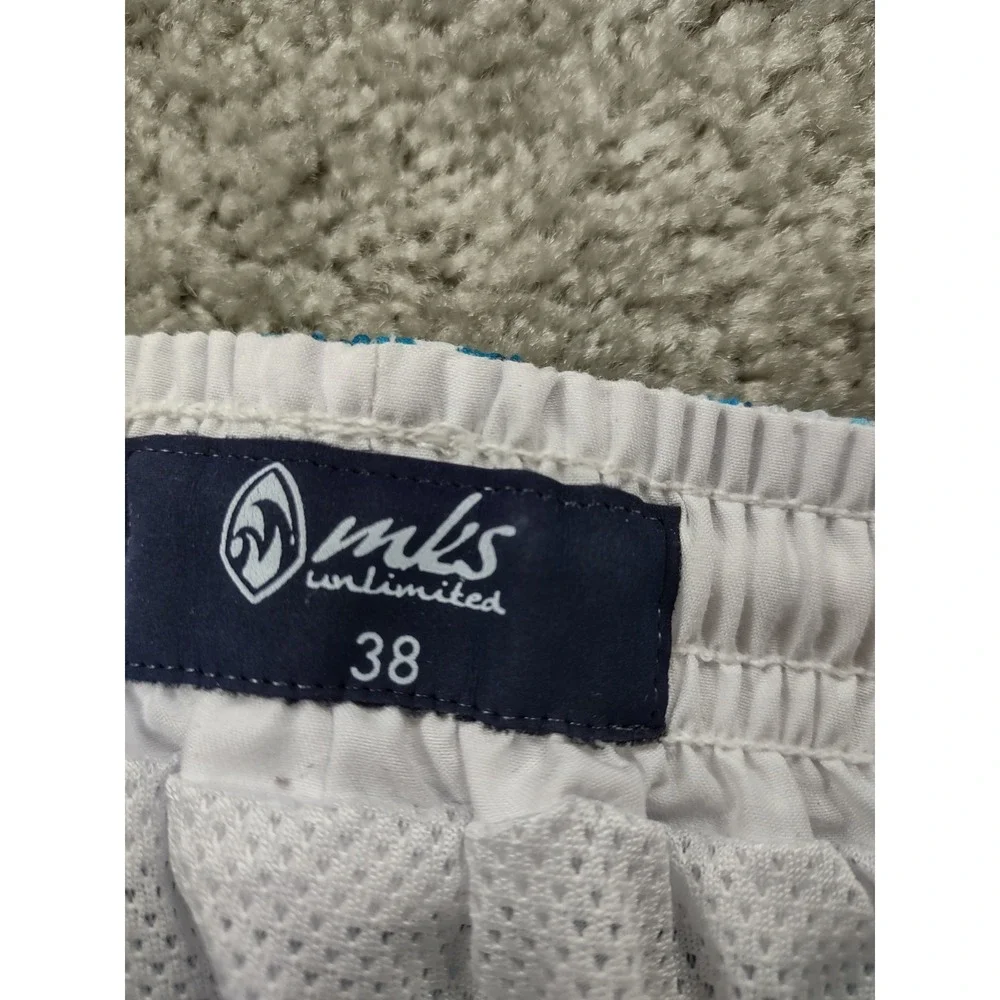 MKS Unlimited Swim Trunks‎ Ocean Themed Dolphin Seahorse Jellyfish Accent Sz 38
